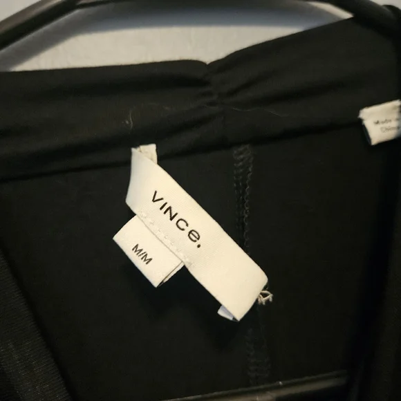 Vince Black Dress M Night Fern Knit Gathered Ruched Long Sleeve Midi $295 Medium - Picture 4 of 6